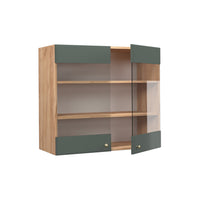Vicco Mobile da cucina in vetro Verde-oro Country House 80 cm