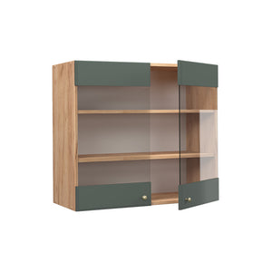 Vicco Mobile da cucina in vetro Verde-oro Country House 80 cm