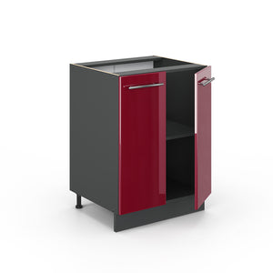 Vicco Mobiletto base cucina Rosso bordeaux lucido 60 cm , PL Antracite