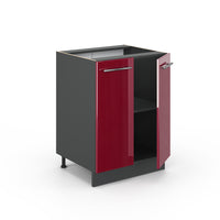 Vicco Mobiletto base cucina Rosso bordeaux lucido 60 cm , PL Rovere
