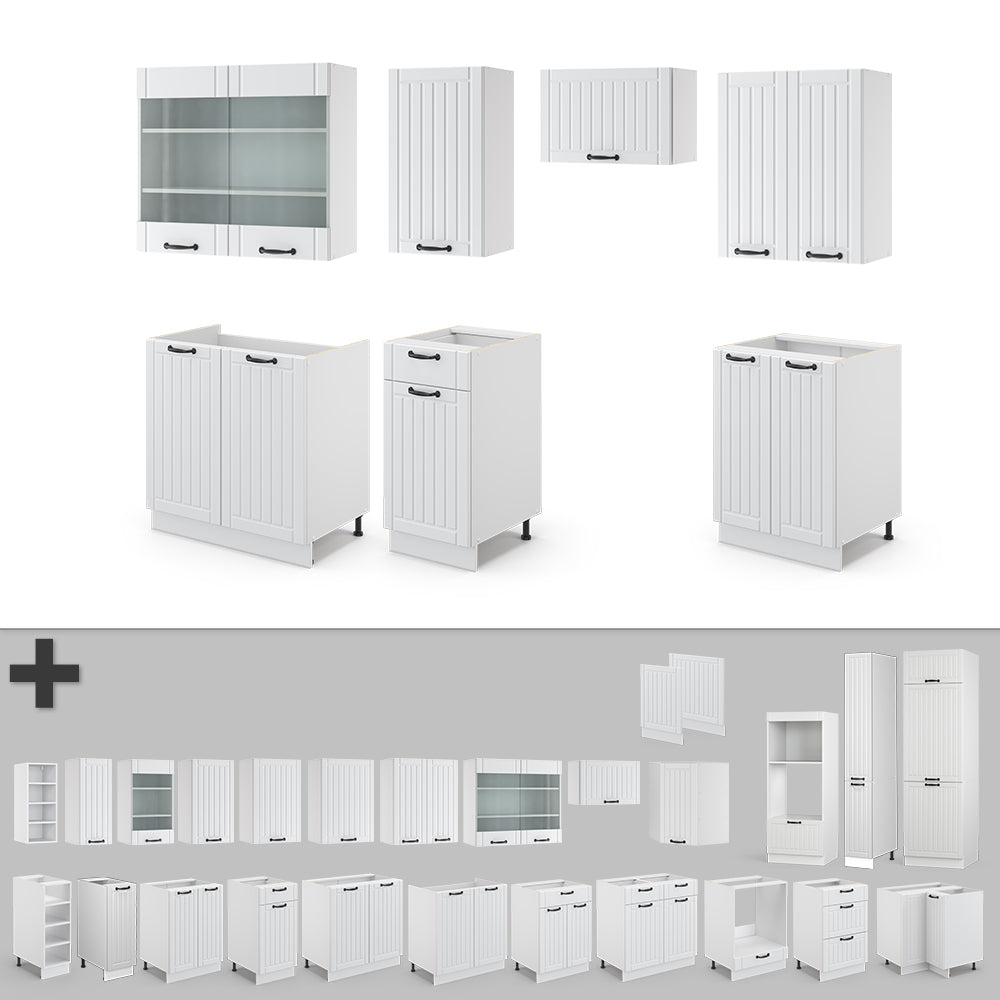 Vicco Cucina componibile Casa di campagna bianca/bianco 240 cm senza piano di lavoro