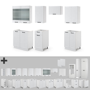 Vicco Cucina componibile Casa di campagna bianca/bianco 240 cm senza piano di lavoro