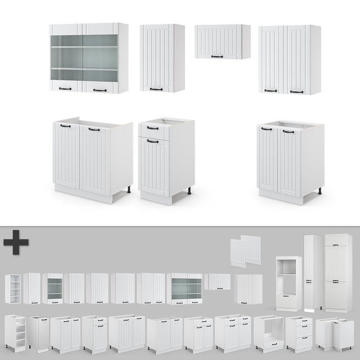 Vicco Cucina componibile Casa di campagna bianca/bianco 240 cm senza piano di lavoro