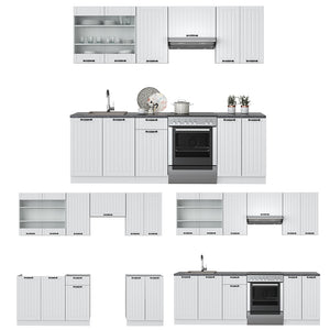 Vicco Cucina componibile Casa di campagna bianca/bianco 240 cm , PL Rovere