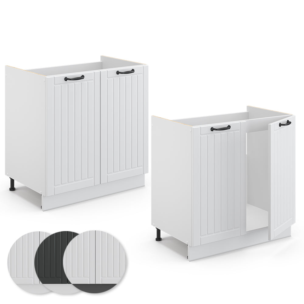 Vicco Mobile lavello cucina Bianco casa di campagna 80 cm , PL Marmo