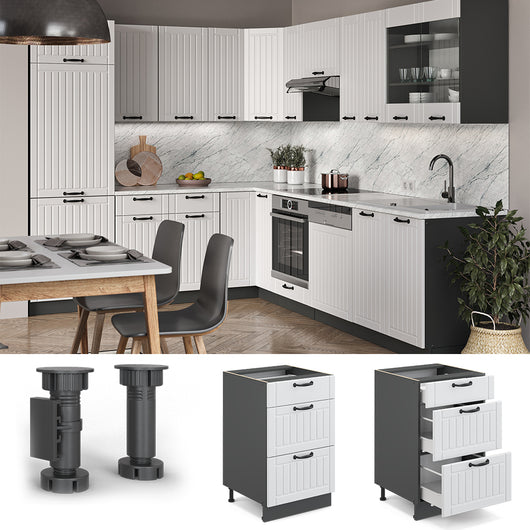 Vicco Mobiletto base per cucina Bianco casa di campagna 50 cm senza piano di lavoro