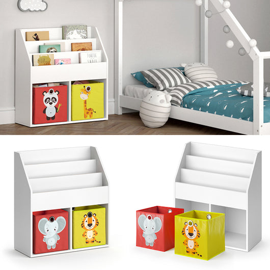 Vicco Libreria bambini Bianco 30.7 x 79 cm con 2 scatole pieghevoli opt.2