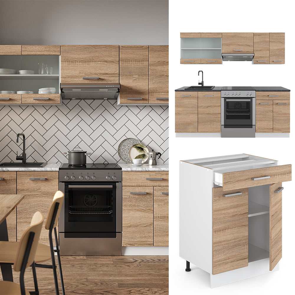 Vicco Cucina componibile Sonoma/Bianco 200 cm , PL Rovere