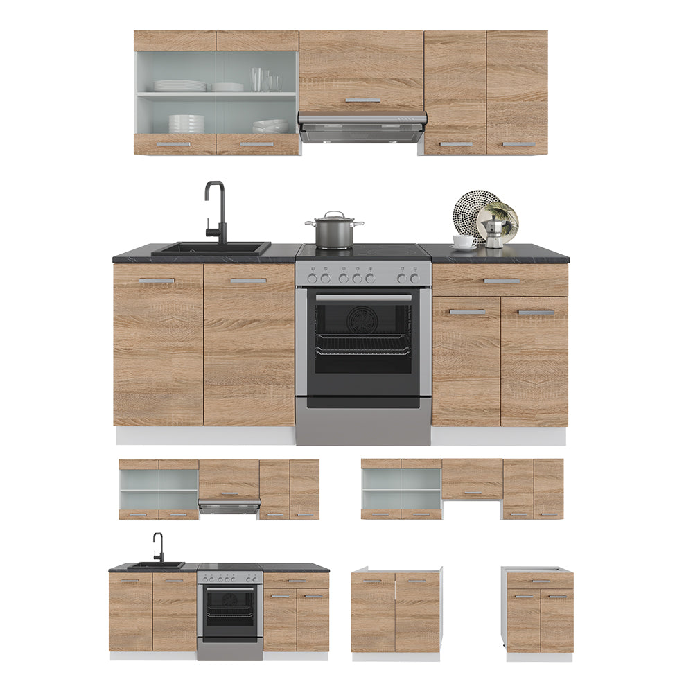 Vicco Cucina componibile Sonoma/Bianco 200 cm senza piano di lavoro