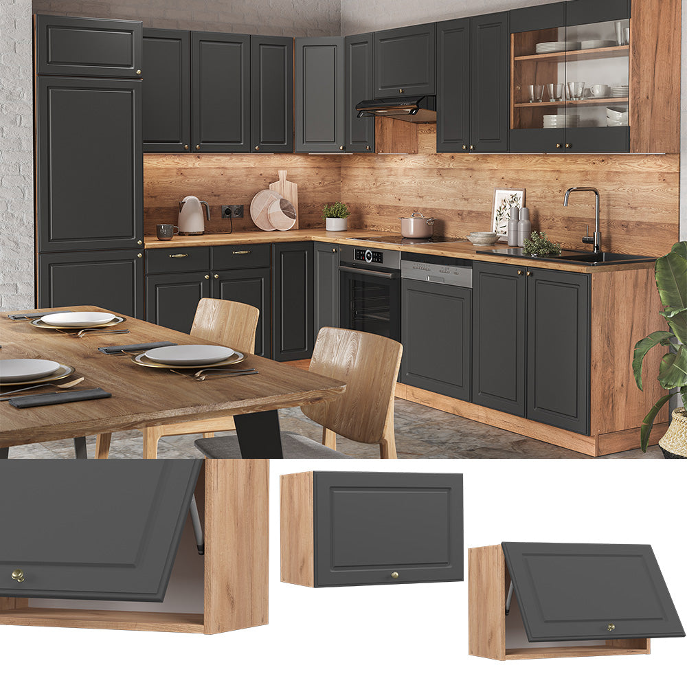 Vicco Pensile da cucina Antracite-oro 60 cm Piatto