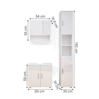 Vicco Set mobili bagno Bianco lucido 3 parti, con colonna