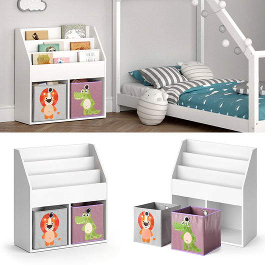Vicco Libreria bambini Bianco 30.7 x 79 cm con 2 scatole pieghevoli opt.3