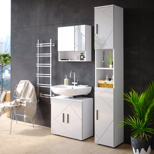 Vicco Set mobili bagno Bianco lucido 3 parti, con colonna