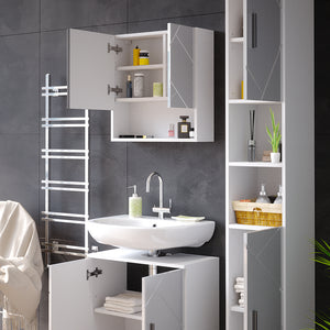 Vicco Set mobili bagno Bianco lucido 3 parti, con colonna