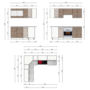 Vicco Cucina angolare completa Bianco/Sonoma 207 x 167 cm , PL Marmo