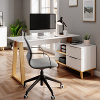 Vicco Scrivania Bianco 138 x 60 cm con cassetti XL