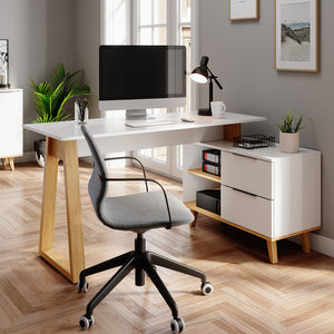 Vicco Scrivania Bianco 138 x 60 cm con cassetti XL