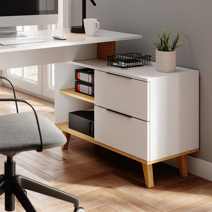 Vicco Scrivania Bianco 138 x 60 cm con cassetti XL