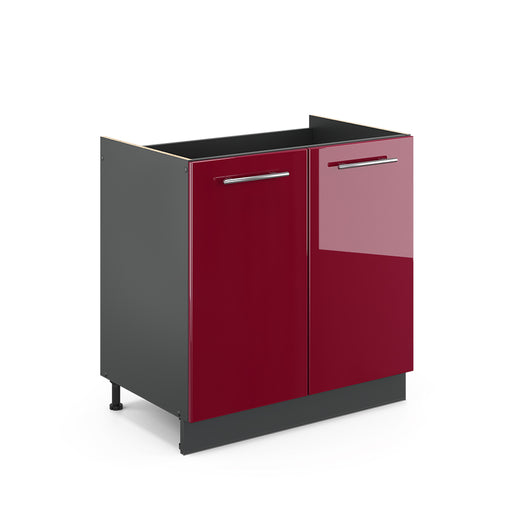 Vicco Mobile lavello cucina Rosso bordeaux lucido 80 cm senza piano di lavoro