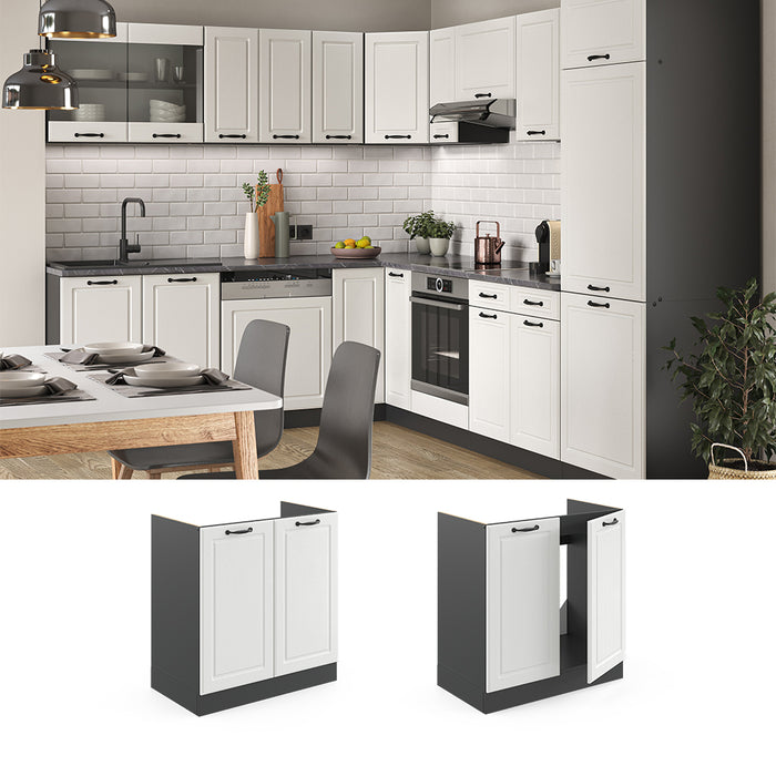 Vicco Mobile lavello cucina Bianco casa di campagna 80 cm , PL Rovere