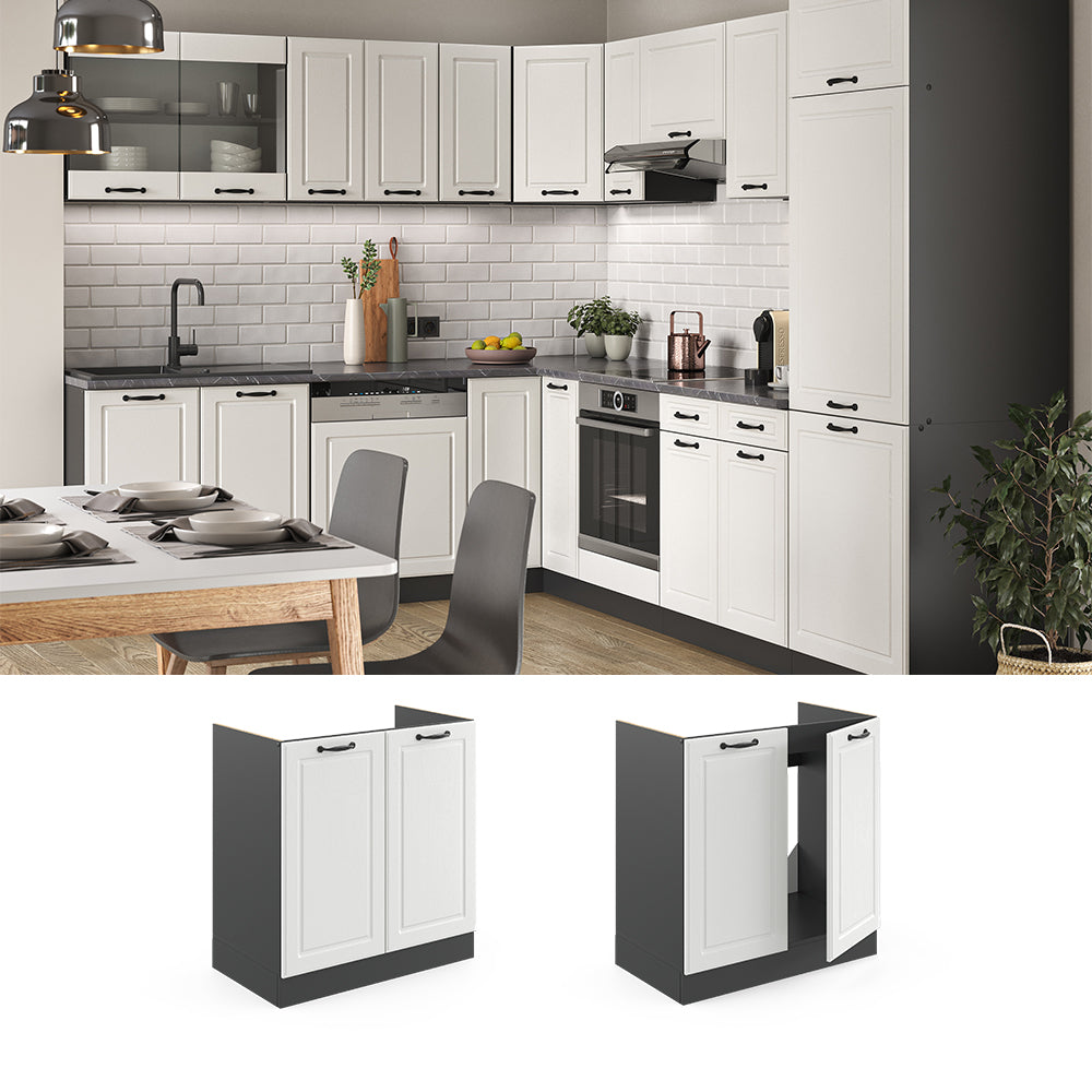 Vicco Mobile lavello cucina Bianco casa di campagna 80 cm senza piano di lavoro