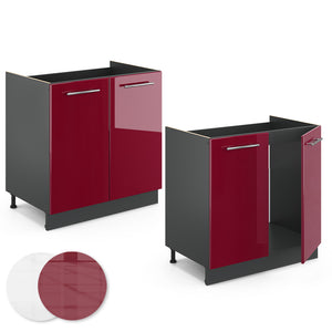Vicco Mobile lavello cucina Rosso bordeaux lucido 80 cm , PL Antracite