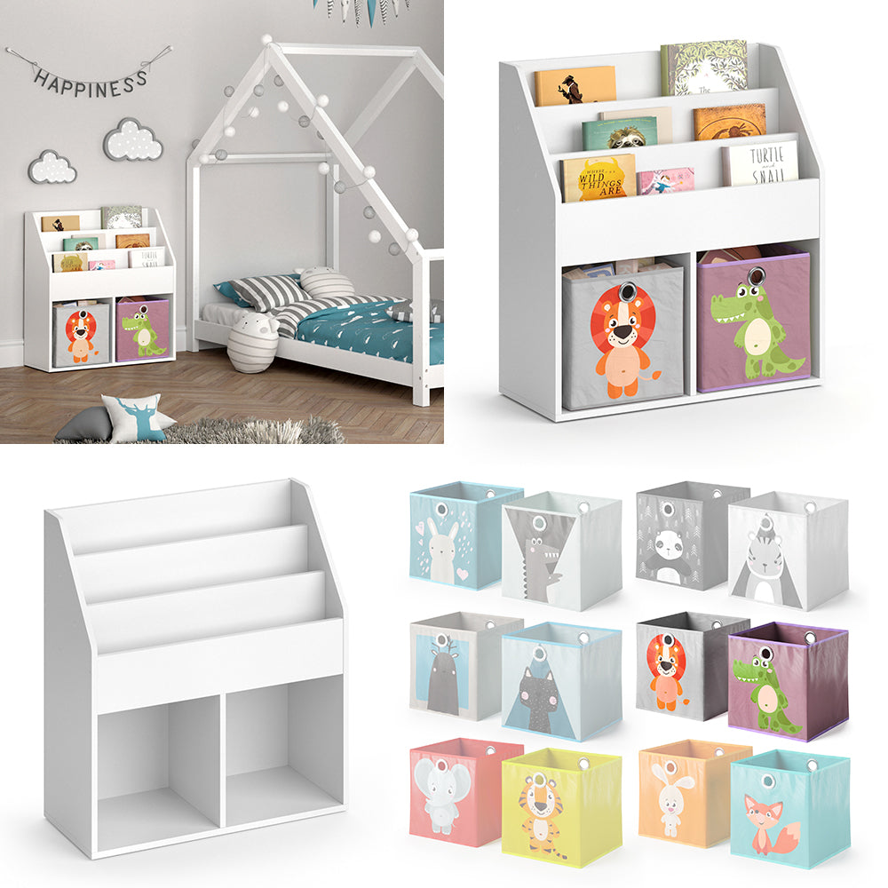 Vicco Libreria bambini Bianco 30.7 x 79 cm con 2 scatole pieghevoli opt.3