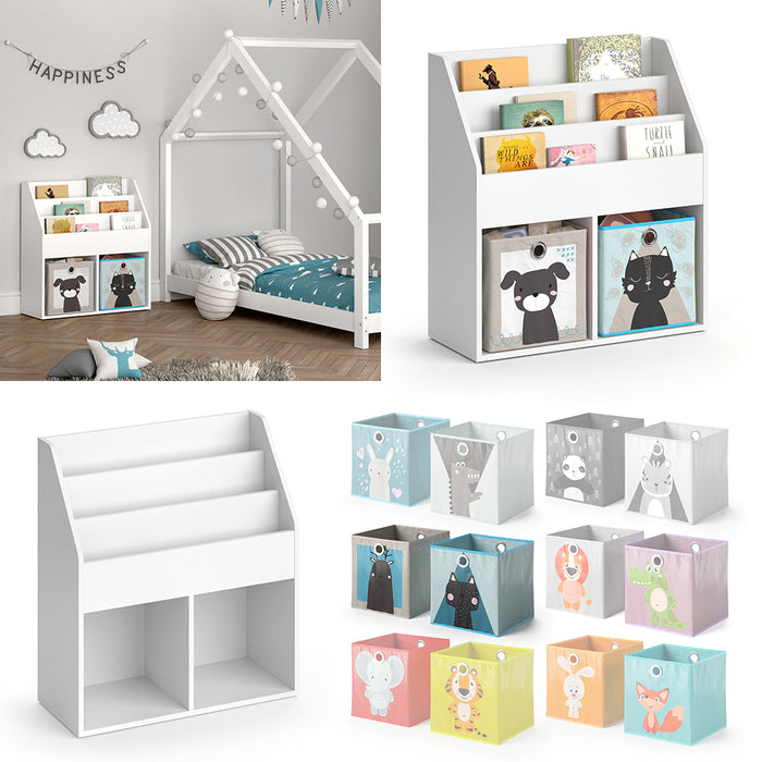 Vicco Libreria bambini Bianco 30.7 x 79 cm con 2 scatole pieghevoli opt.4