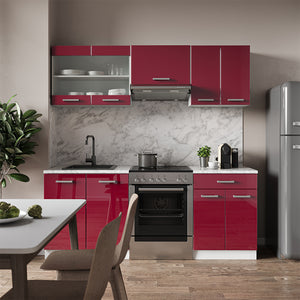 Vicco Cucina componibile Rosso lucido/bianco 200 cm , PL Antracite