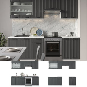 Vicco Cucina componibile Antracite casa di campagna/bianco 240 cm , PL Rovere