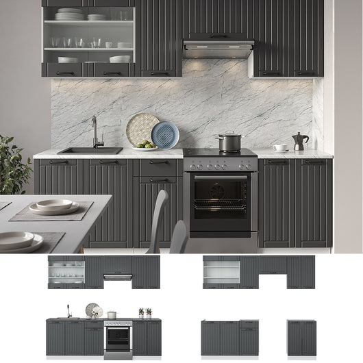 Vicco Cucina componibile Antracite casa di campagna/bianco 240 cm , PL Rovere