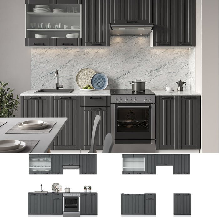 Vicco Cucina componibile Antracite casa di campagna/bianco 240 cm , PL Rovere