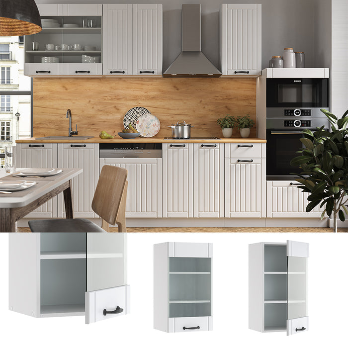 Vicco Mobile da cucina in vetro Bianco casa di campagna 40 cm