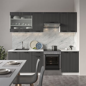 Vicco Cucina componibile Antracite casa di campagna/bianco 240 cm , PL Marmo