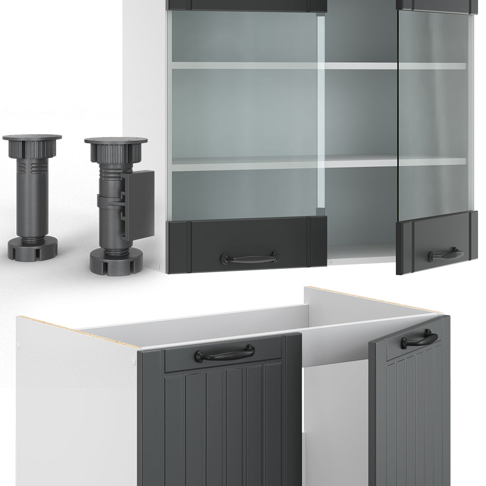 Vicco Cucina componibile Antracite casa di campagna/bianco 240 cm senza piano di lavoro