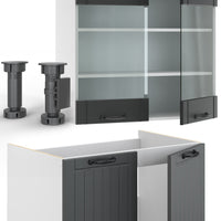 Vicco Cucina componibile Antracite casa di campagna/bianco 240 cm , PL Marmo