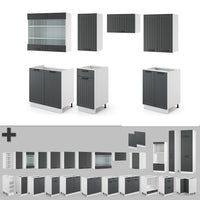 Vicco Cucina componibile Antracite casa di campagna/bianco 240 cm senza piano di lavoro