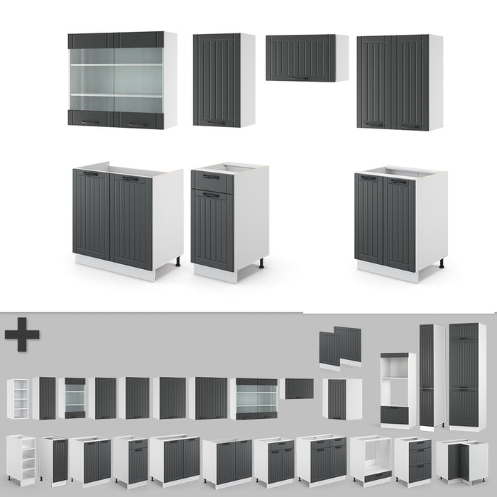 Vicco Cucina componibile Antracite casa di campagna/bianco 240 cm senza piano di lavoro