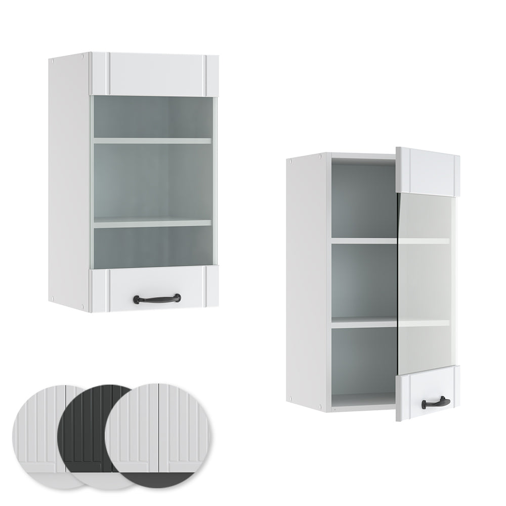 Vicco Mobile da cucina in vetro Bianco casa di campagna 40 cm