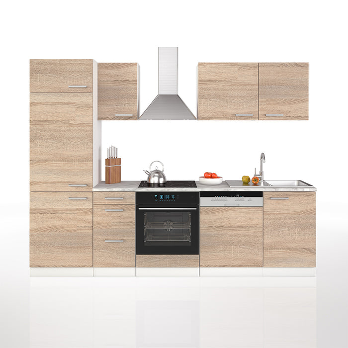 Vicco Cucina componibile Sonoma 270 cm senza piano di lavoro con striscia LED