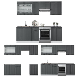 Vicco Cucina componibile Antracite casa di campagna/bianco 240 cm , PL Marmo