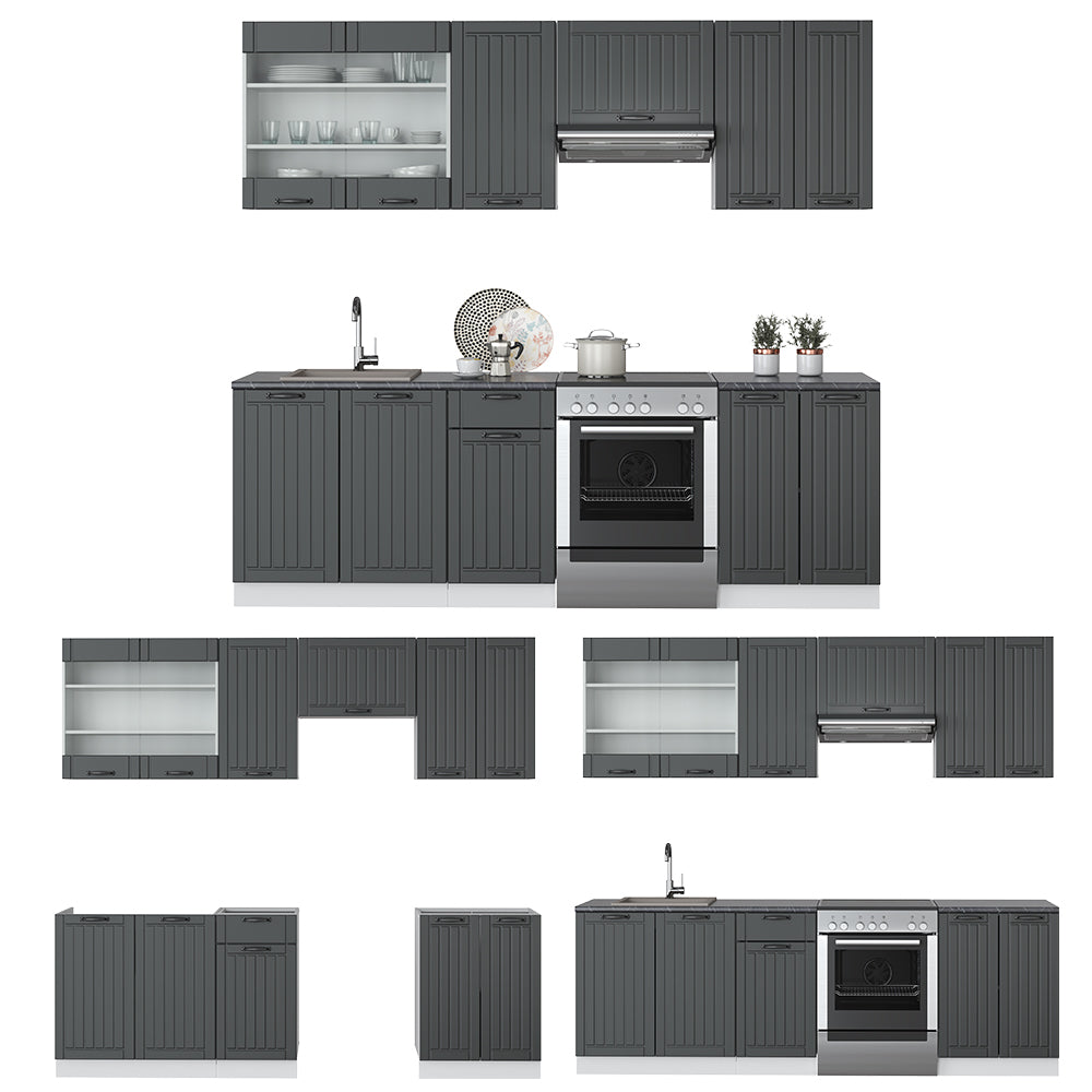Vicco Cucina componibile Antracite casa di campagna/bianco 240 cm , PL Rovere
