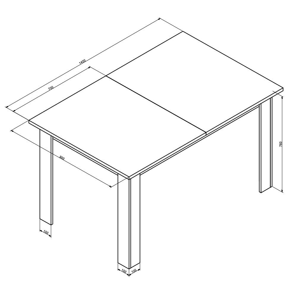 Vicco Tavolo da pranzo Noce 90 x 140 cm