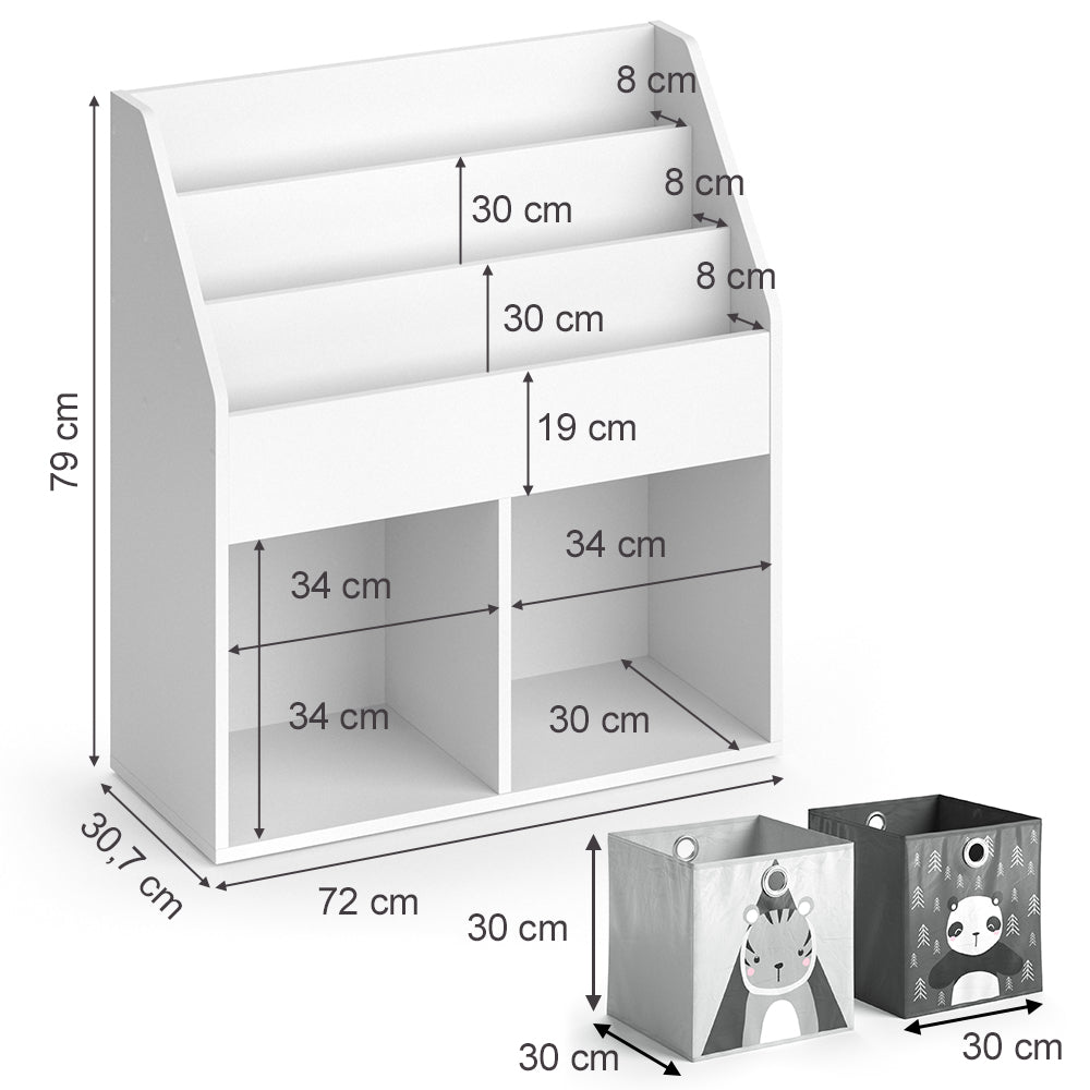 Vicco Libreria bambini Bianco 30.7 x 79 cm con 2 scatole pieghevoli opt.5