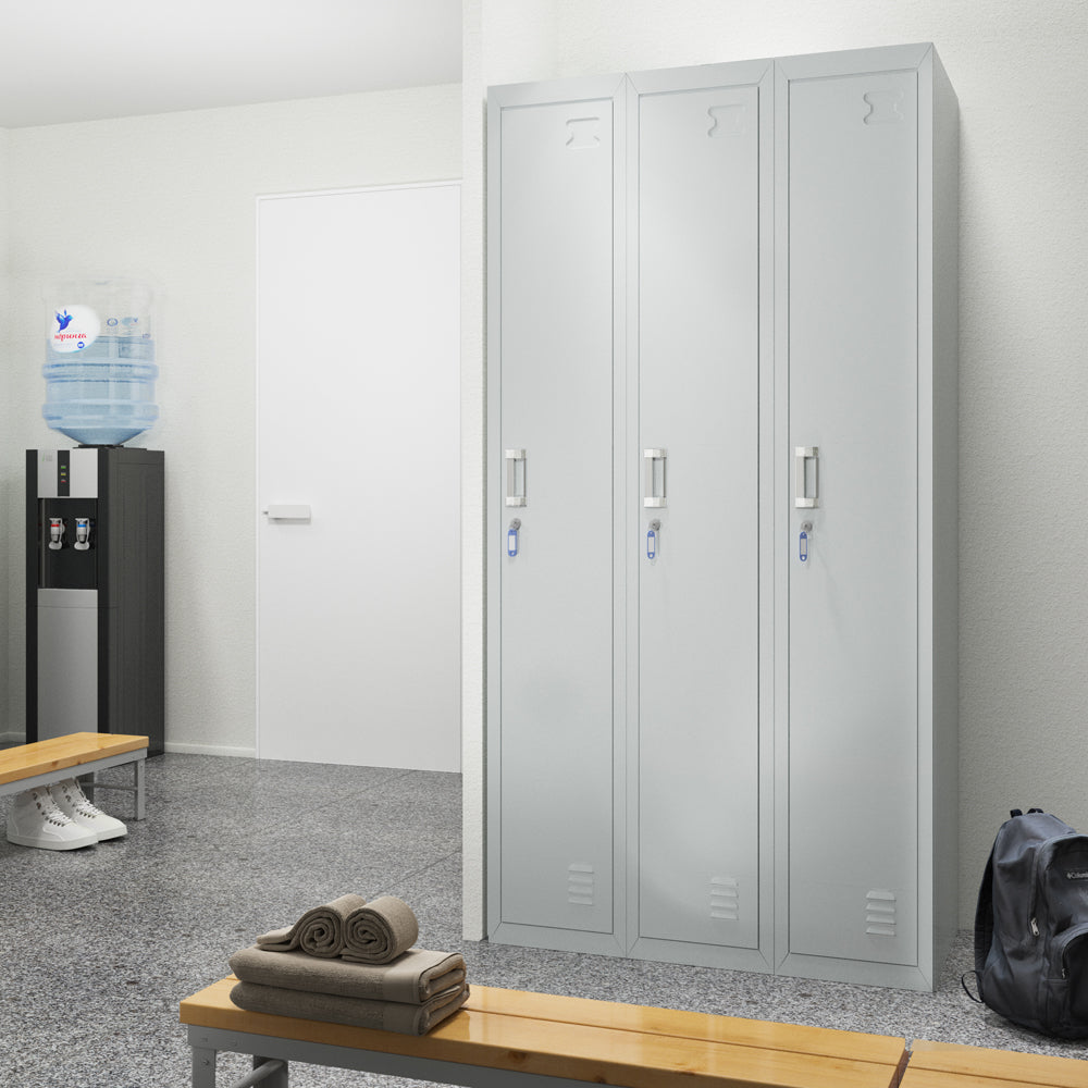 Vicco Armadietto per spogliatoi Grigio 90 x 180 cm 3 scomparti