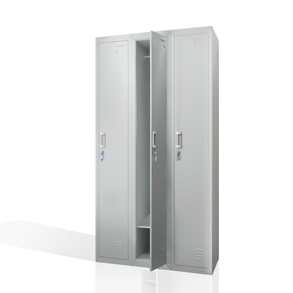 Vicco Armadietto per spogliatoi Grigio 90 x 180 cm 3 scomparti