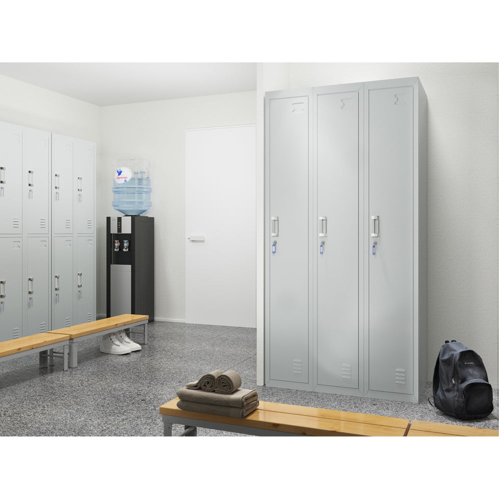 Vicco Armadietto per spogliatoi Grigio 90 x 180 cm 3 scomparti