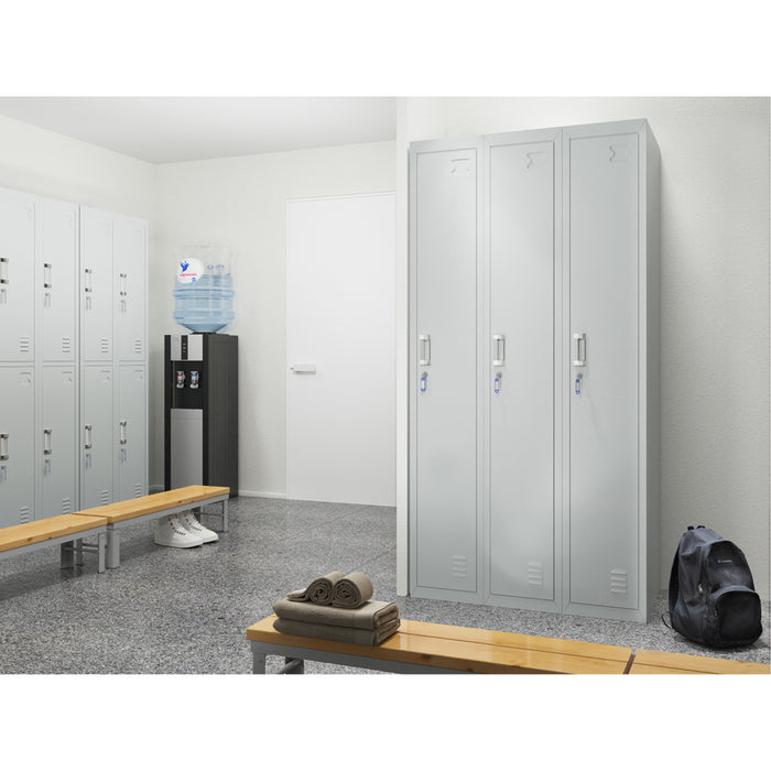 Vicco Armadietto per spogliatoi Grigio 90 x 180 cm 3 scomparti