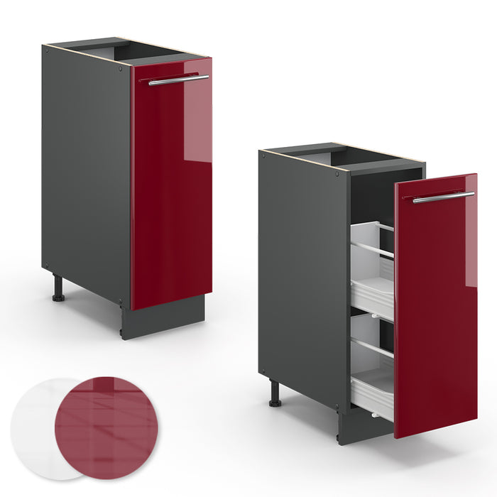 Vicco Armadio cucina dispensa alto Rosso bordeaux lucido 30 cm senza piano di lavoro