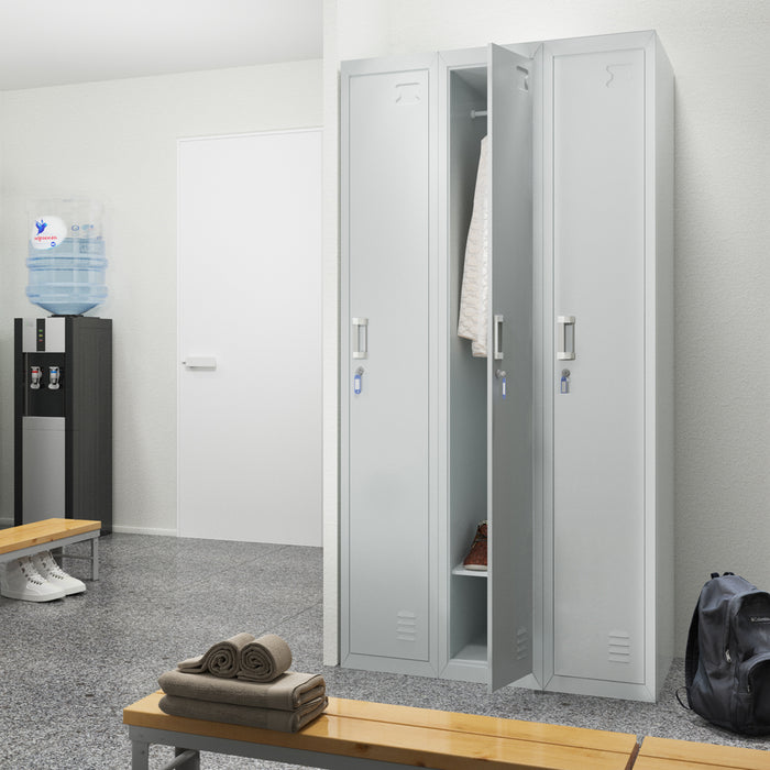 Vicco Armadietto per spogliatoi Grigio 90 x 180 cm 3 scomparti